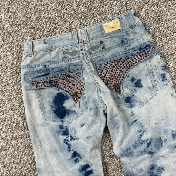 Robin’s Jeans Mens Studded VTG Jeans Blue Size 32x33 - Picture 3 of 8